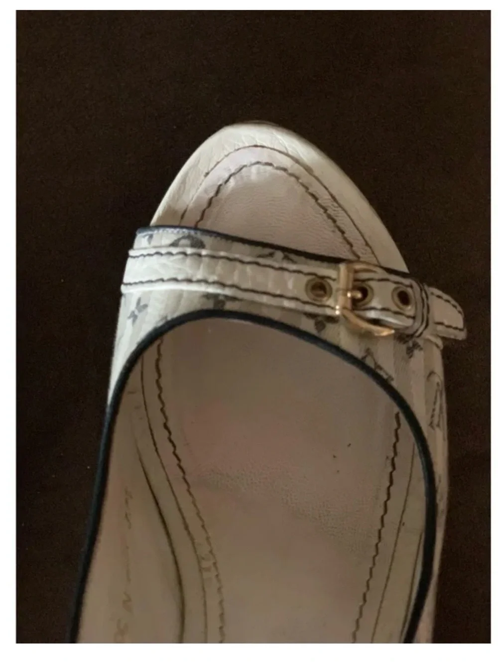 Louis Vuitton Beige Monogram Canvas Wedge Slingback Sandals
